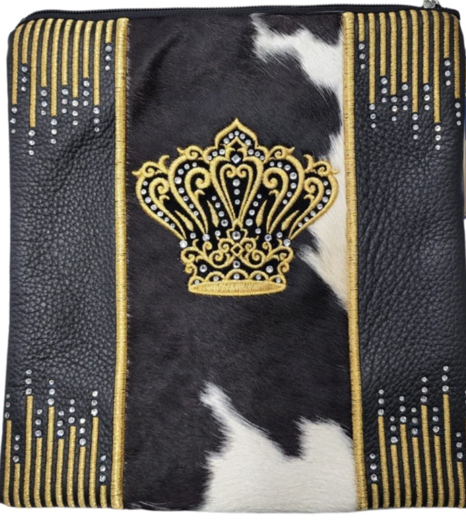 פרווה שחור לבן עם רקמה זהב 717