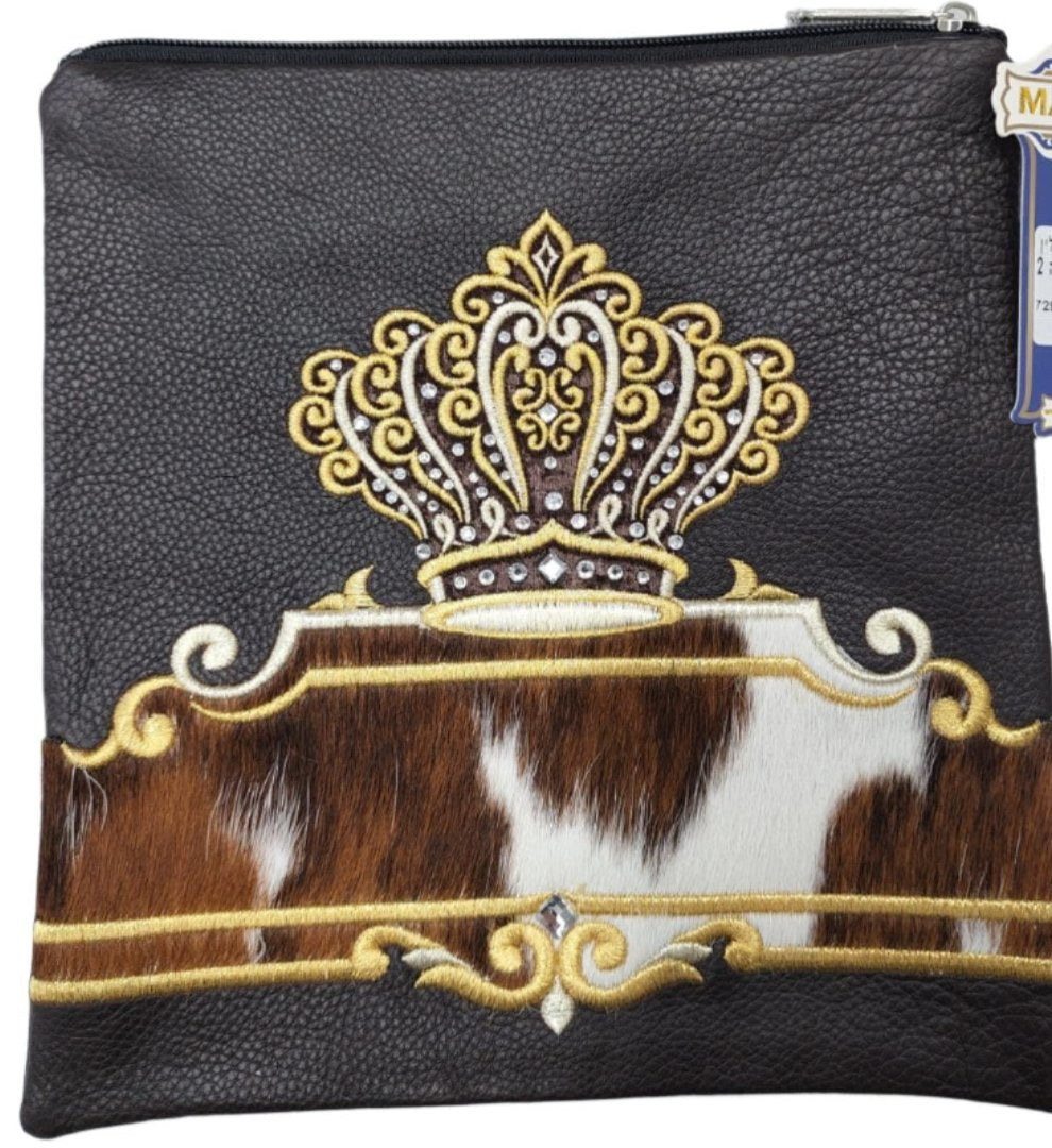 פרווה חום ולבן רקמה זהב דגם 718