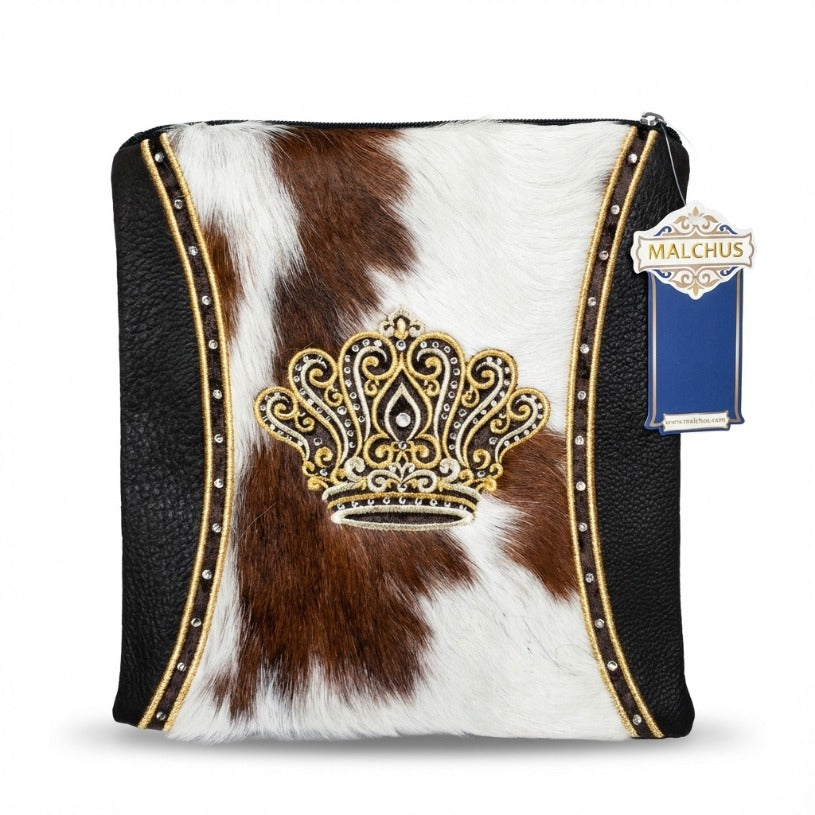 פרווה חום ולבן עור רקמה כתר זהב דגם 721