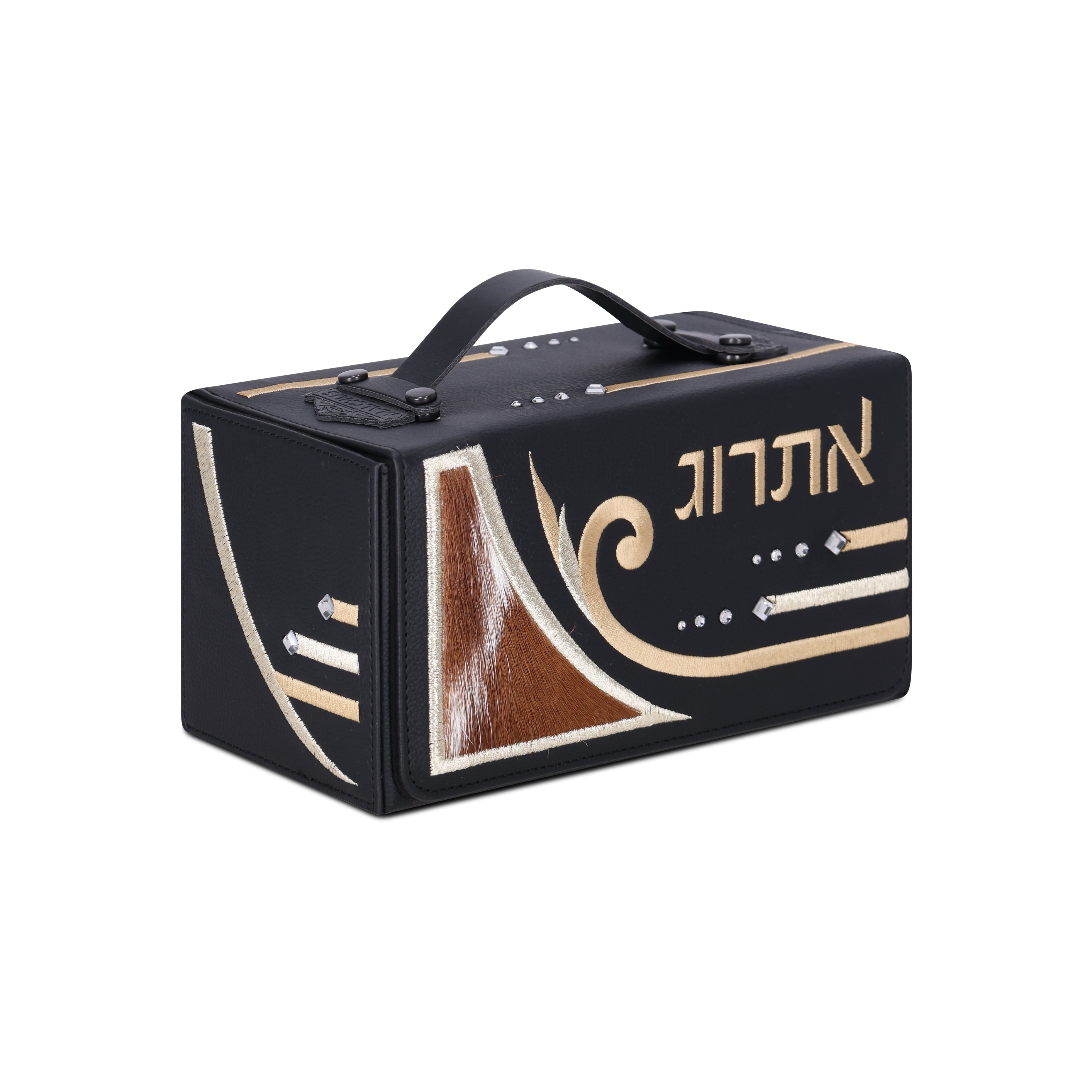 קופסא לאתרוג עור שילוב פרווה חומה 2924