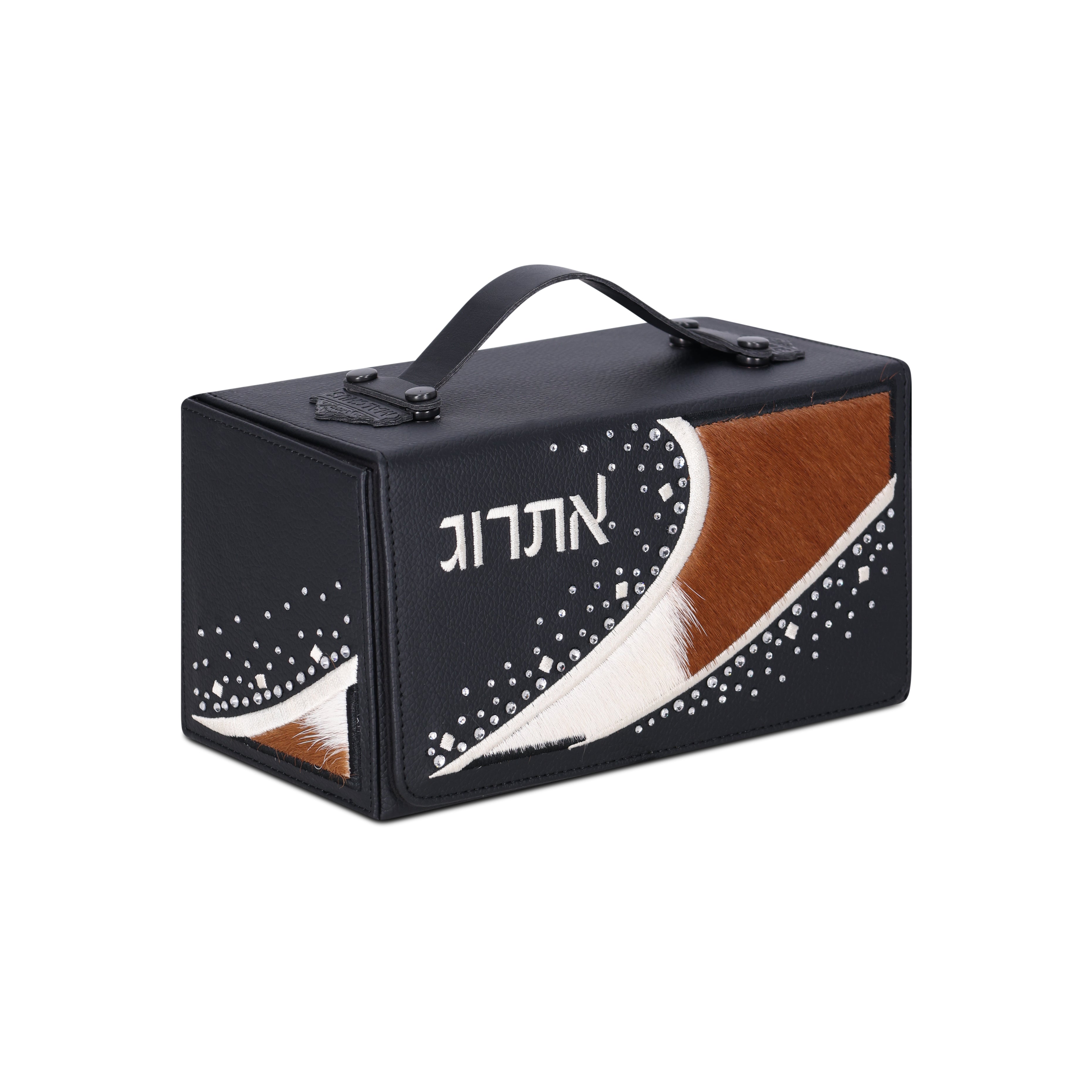 קופסא לאתרוג עור שילוב פרווה חומה 2960