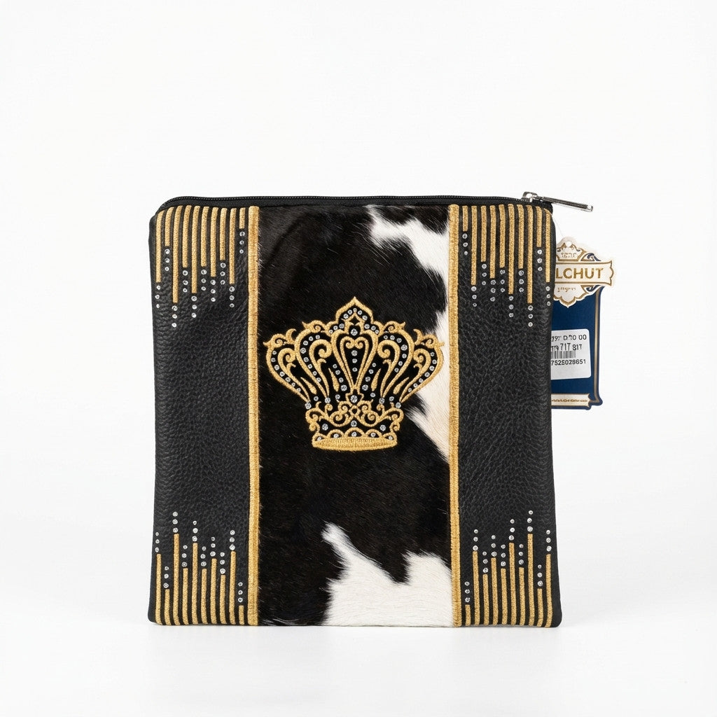 פרווה שחור לבן עם רקמה זהב 717